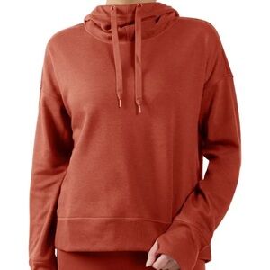 NWT Cropped Cowl Neck Hoodie 90 Degree by Reflex orange fire color SZ XS